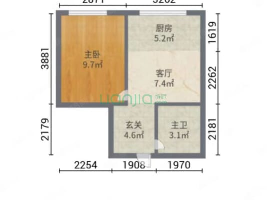 东方明珠 魏风对 精装一居室 有本满二 电梯70年-户型图