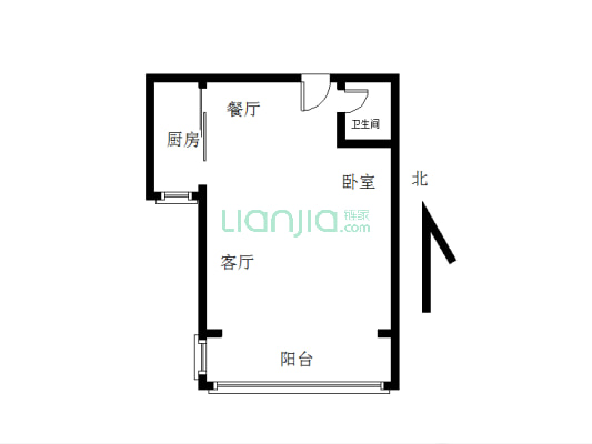 华阳风景 1室1厅 南-户型图