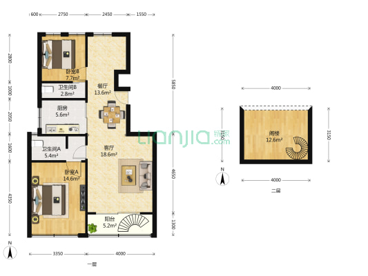 中粮南桥半岛东区 2室2厅2卫 100平方
