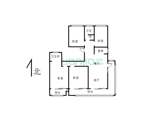 建业山水湖城 4室2厅 南-户型图