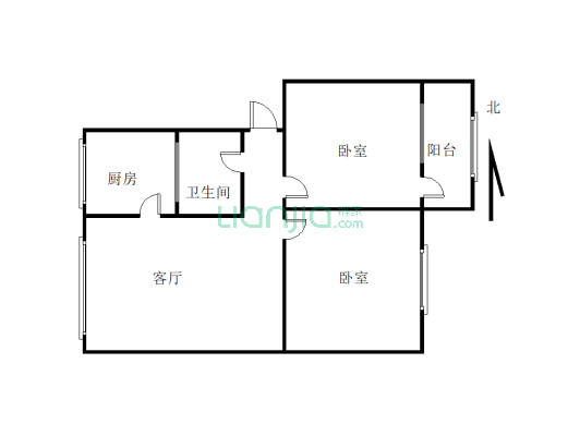 广元南街口两房两厅84.57平方米售42万！-户型图