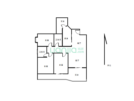 丽雅龙城小区3室2厅小区环境干净舒适 适合居住-户型图