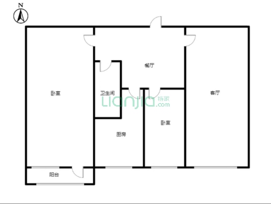 房本满五，集中供暖，好楼层采光无遮挡。-户型图