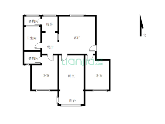 中房锦绣花园，三室两厅两卫，电梯中间楼层，看房方便-户型图