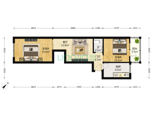 月皓里 2室1厅1卫 66平方