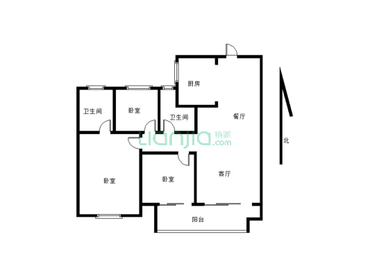 中南熙悦城 118全新毛坯 三房两厅两卫 动静分离户型-户型图