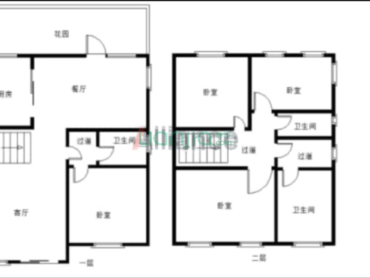 范阳路 竹语堂 双拼2层别墅 有装修 3面院子 满五唯一-户型图