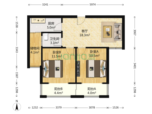 鑫隆嘉园 2室1厅1卫 94平方