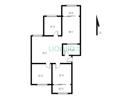 龙城新村 步梯六楼 简装三室 看房方便-户型图