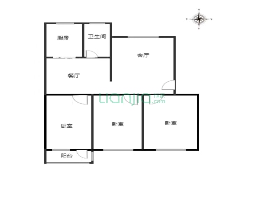 小区位置好 南北通透三居房 本在手配套成熟交通便利-户型图