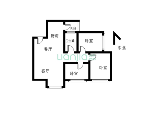 临港三江新区，精装三房，楼层采光好-户型图