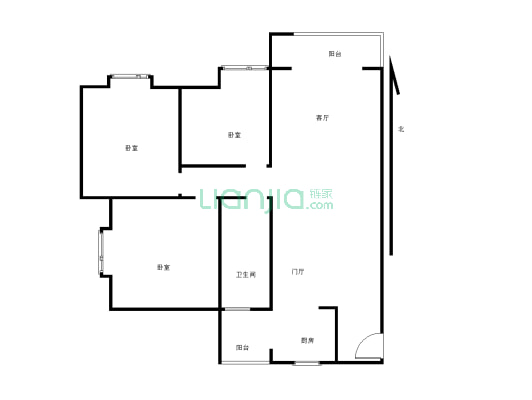 星瑞二期，三室二厅毛坯房，小区环境好-户型图