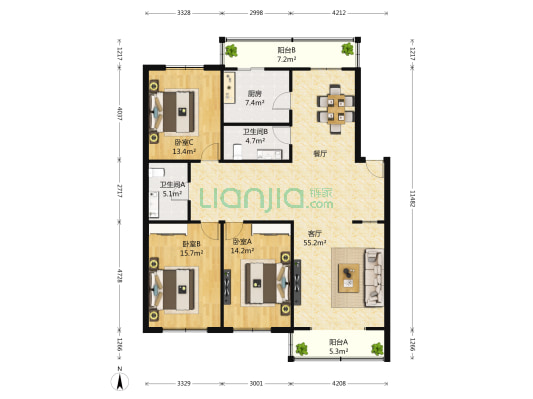 雅都苑 3室1厅2卫 165平方