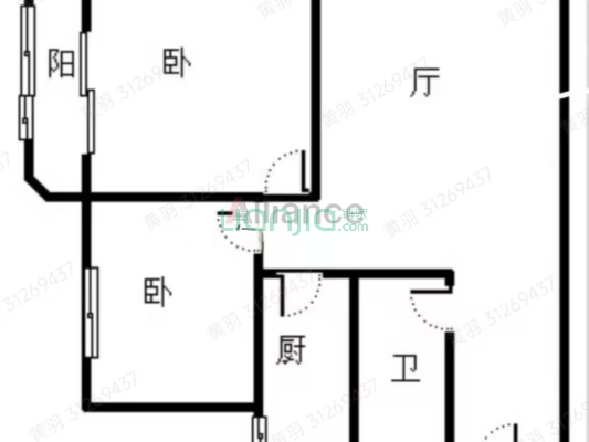 范阳公寓 精装修 拎包入住 两居室-户型图