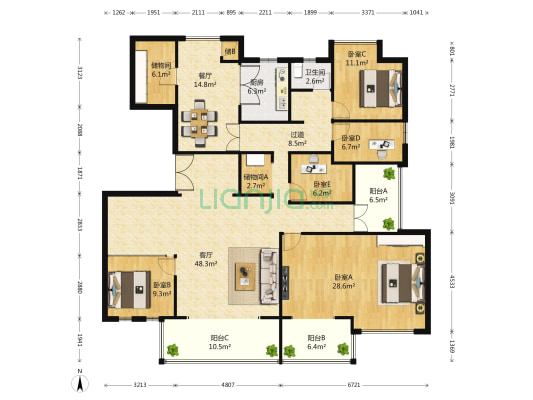 宏图上水庭院 5室2厅1卫 206平方