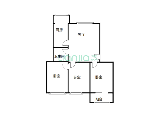 地质总局南院 3室1厅 南 北-户型图