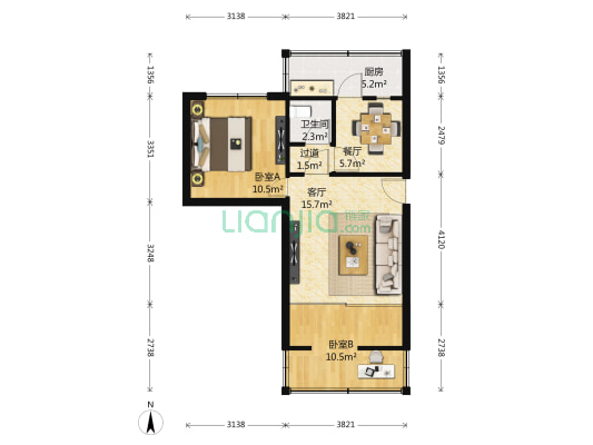 蓓蕾东巷3号 2室2厅1卫 54平方