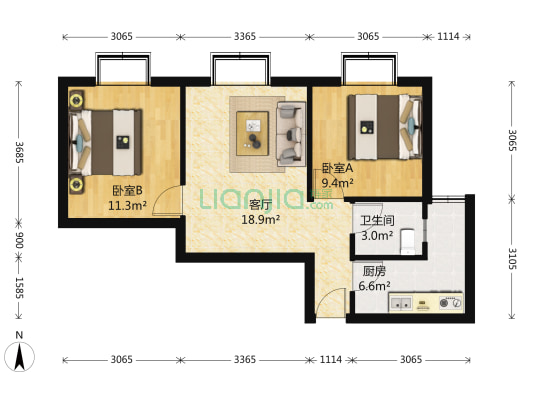 绿岸今朝 2室1厅1卫 71平方