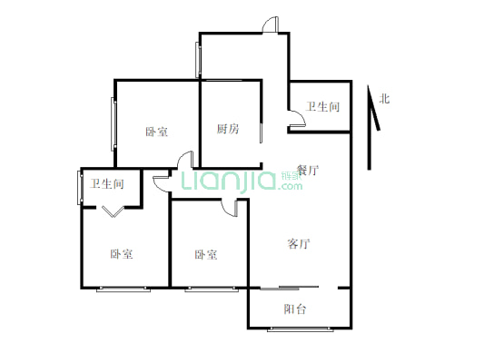 凤琴岚湾 3室2厅 南-户型图