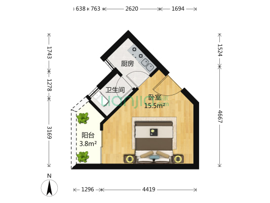 中高楼层，户型实用方正，采光，通风，视野好