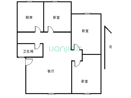滨江小区 3室2厅 东-户型图