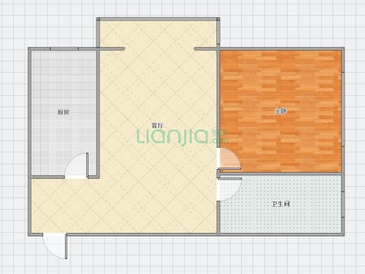 水岸花城大一居，高楼层，毛坯房，东北户-户型图