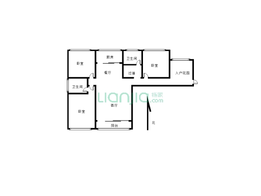 房子可修四室 三室两厅两卫电梯房中间楼层支持贷款-户型图