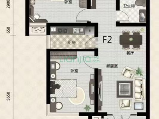 业主急售 天保绿城 中高好楼层 朝南大两居 价格可议-户型图