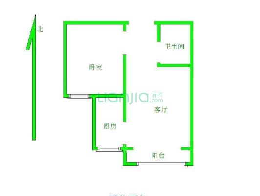 西大园新区 1室1厅 南-户型图