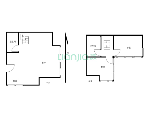 福广金城 位置方便 精装修 拎包入住 楼上有两间卧室-户型图
