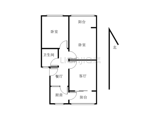 农行宿舍，正规2室，步梯高楼层-户型图