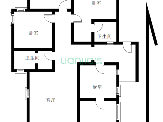 江山花园洋房，三室双卫，户型方正，采光好-户型图