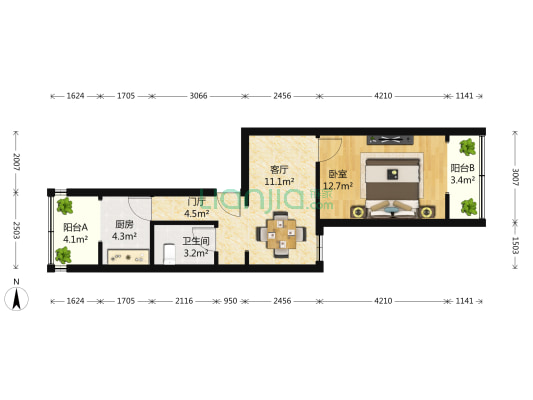 复兴西里31号院 1室1厅1卫 62平方