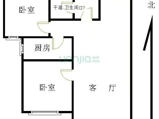 北京界三利中和城两居室，门口838车站，小区环境好。-户型图