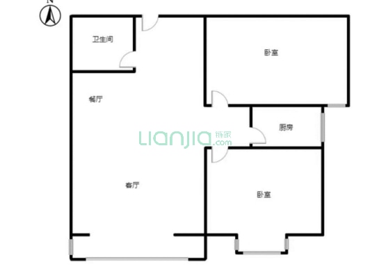 精装修 南向两居 中间层采光好  出门838路直达北京-户型图