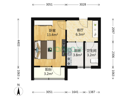 朱各庄小区 1室1厅1卫 38平方