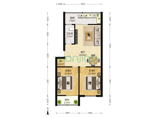 新黄路 2室1厅1卫 82平方