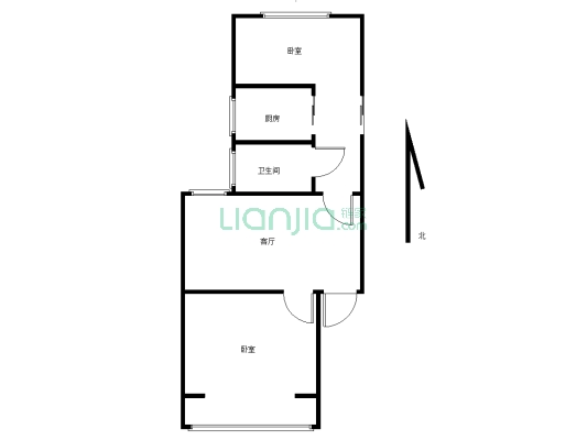 兴隆小区独立两室格局使用面积大，看房子随时-户型图