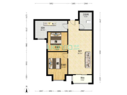 户型好即可入住 采光好 简单装修 电梯房老少都方便-户型图