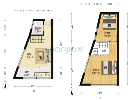 三湘青年 2室1厅1卫 43平方