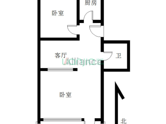 建厂局设计院家属楼 1室1厅 南 北-户型图