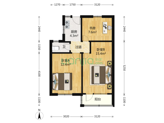 中兴路1385弄 3室0厅1卫 62平方