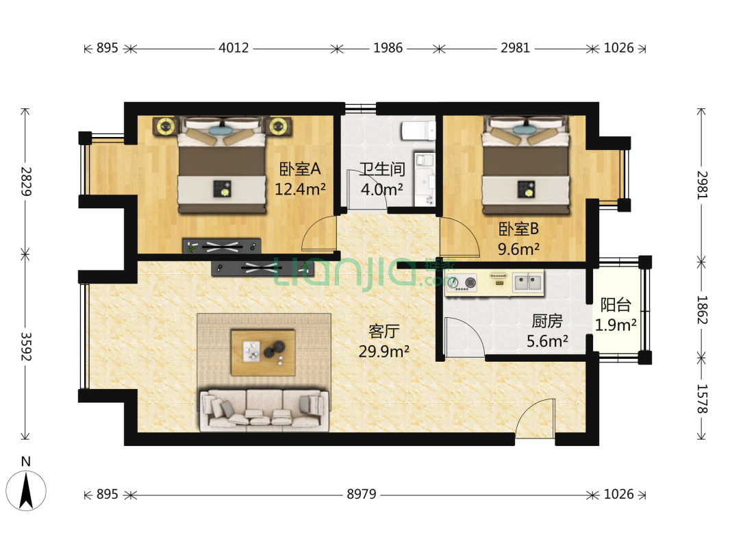 筑华年 2室1厅 420万