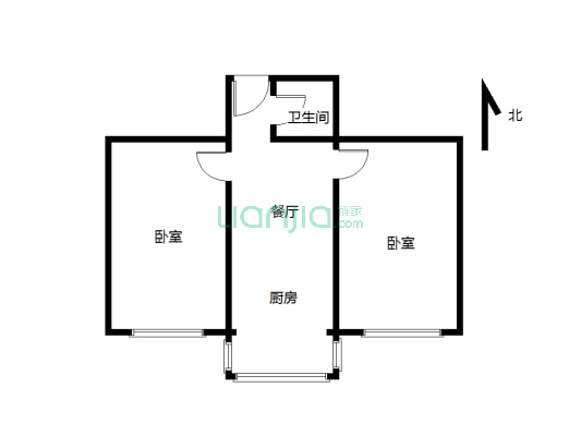 此房子格局方正，独立两室，使用面积大，看房子随时-户型图