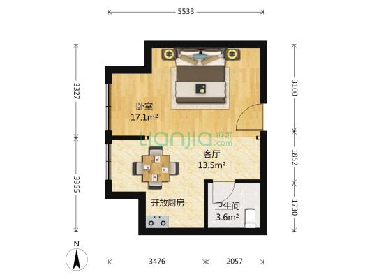 正泰大厦 1室1厅1卫 57平方
