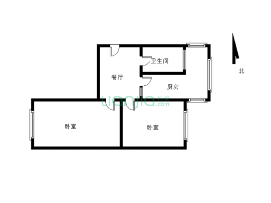 少有的小面积 出两室 有独立的客厅 方方正正-户型图