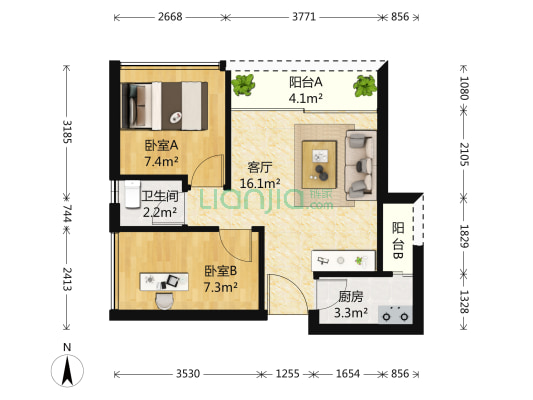 口岸物业，70年产权，总价低，通燃气，水电收费同住宅