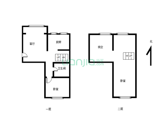 房子户型方正 独立三室 分布合理 中间楼层-户型图