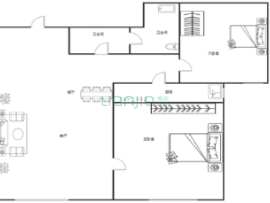 此房是毛坯房，业主诚心出售，可以看房子，价格还可谈-户型图