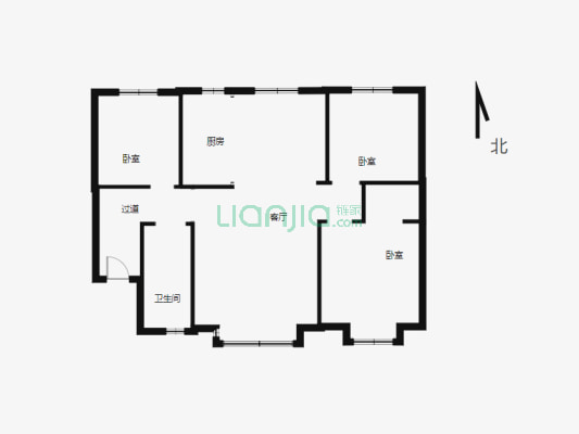 香缇美地127平米简装 三室两厅一卫-户型图